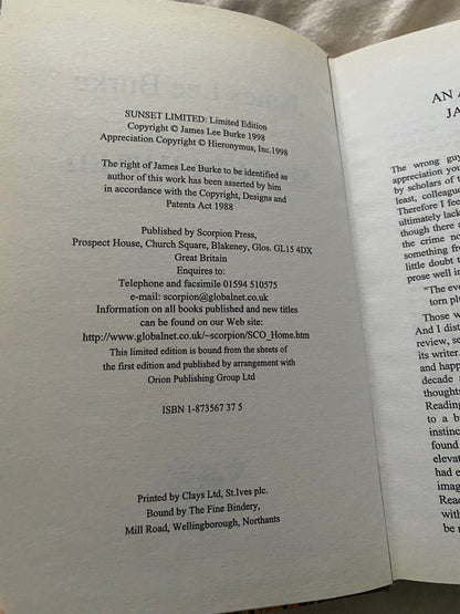 Sunset Limited (Dave Robicheaux Series #10) [Scorpion Press No. 108/110]