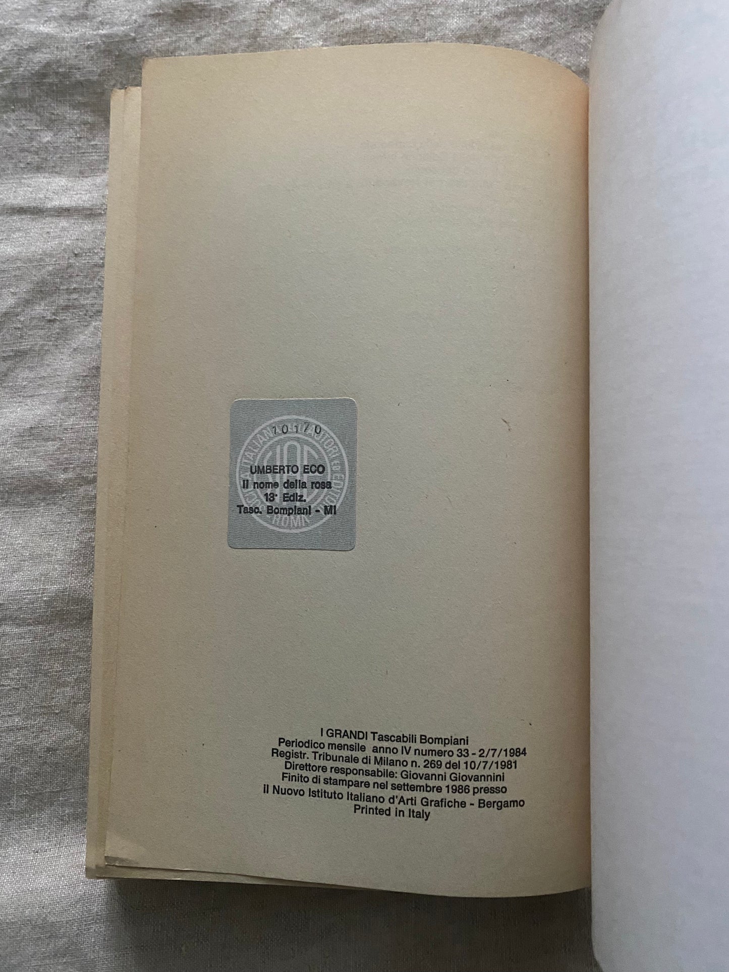 Il Nome della Rosa (I Grandi Tascabili Bompiani #33)