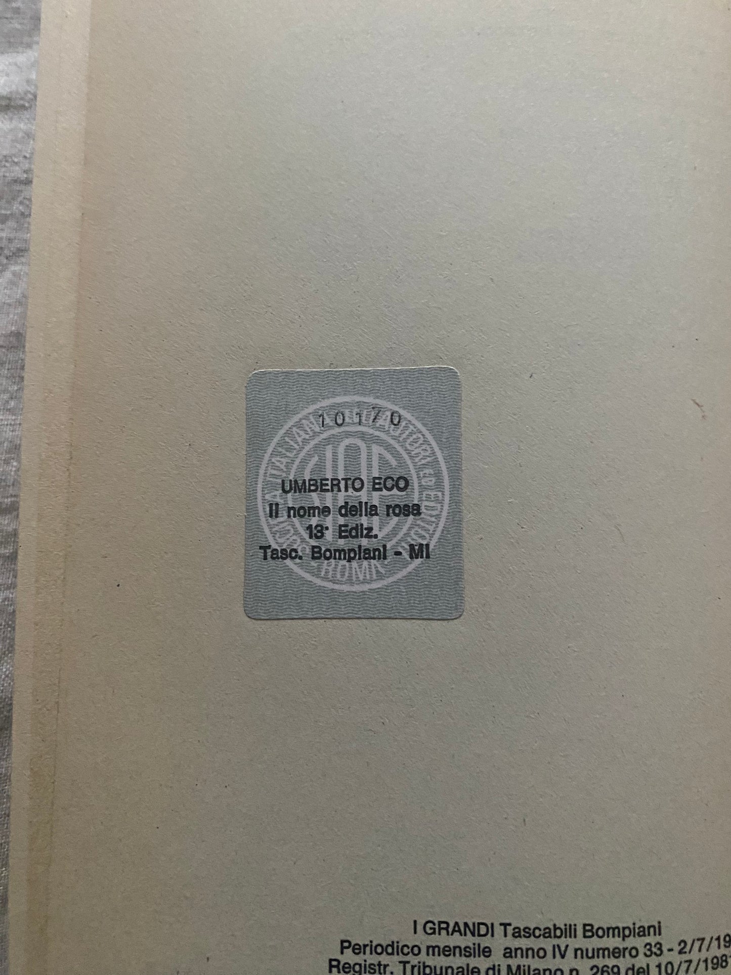 Il Nome della Rosa (I Grandi Tascabili Bompiani #33)