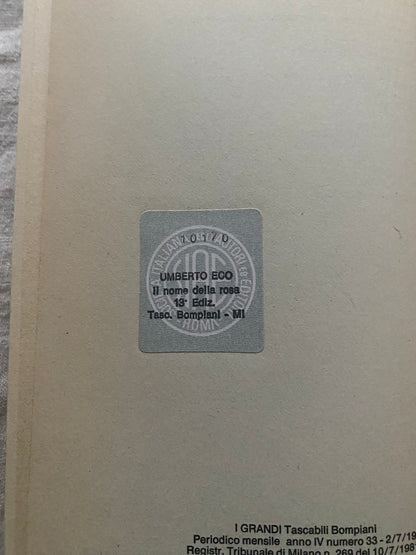 Il Nome della Rosa (I Grandi Tascabili Bompiani #33)
