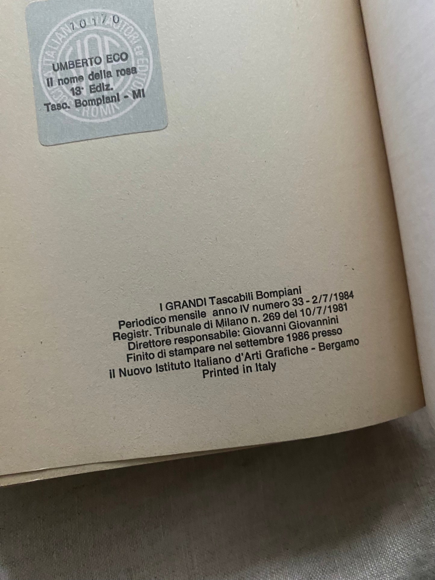 Il Nome della Rosa (I Grandi Tascabili Bompiani #33)