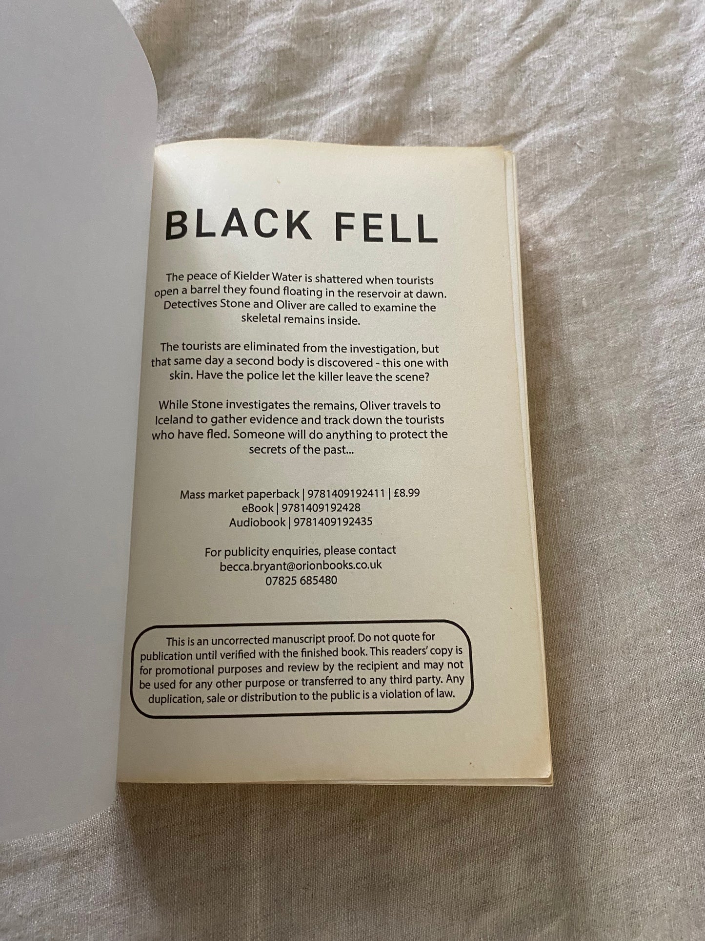 Black Fell (Stone and Oliver Series #4)