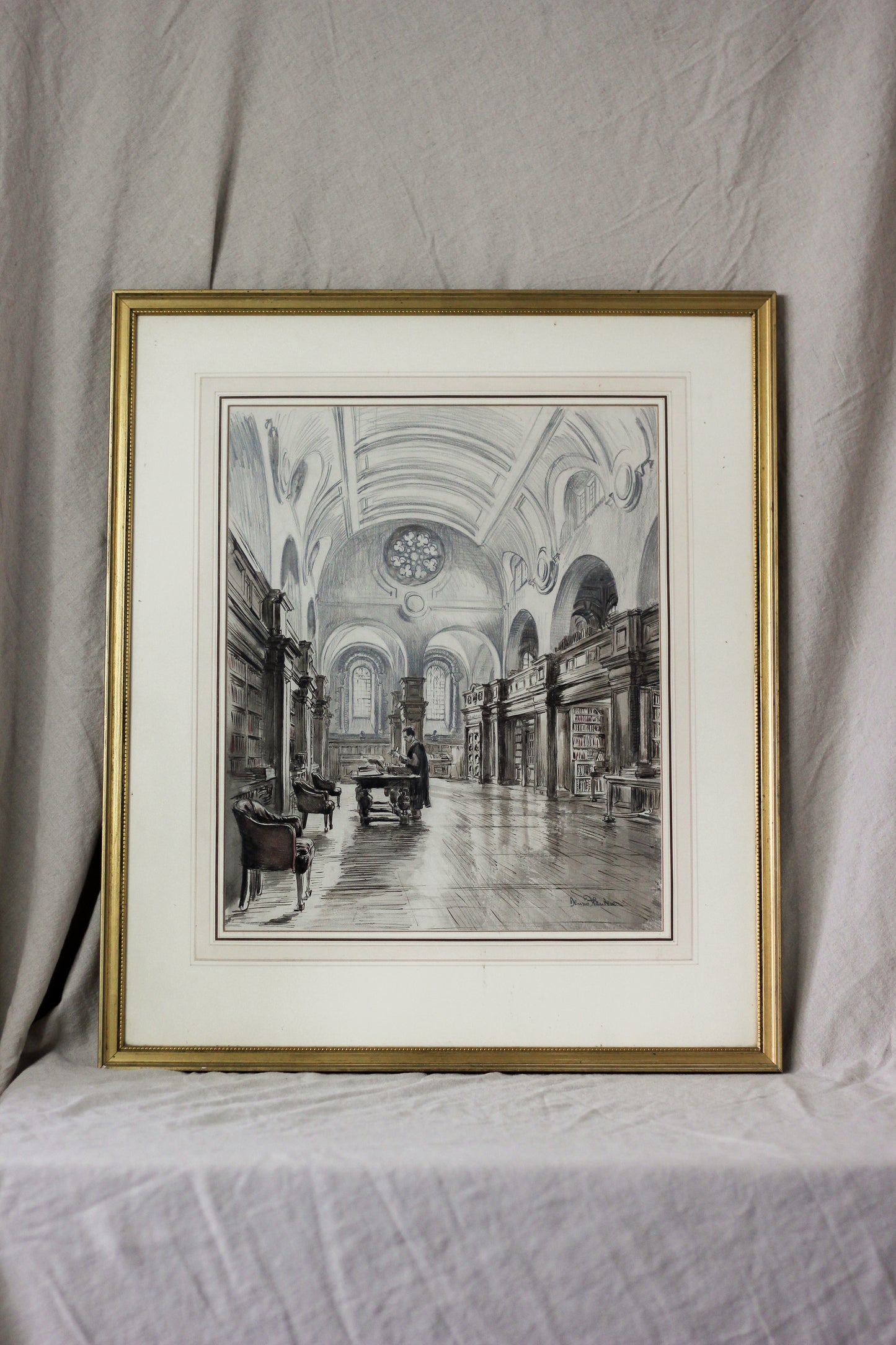 'Canterbury Cathedral Library', Pencil, Pen & Gouache on Paper