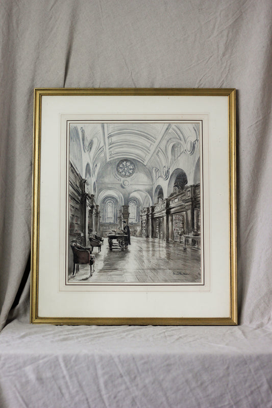 'Canterbury Cathedral Library', Pencil, Pen & Gouache on Paper