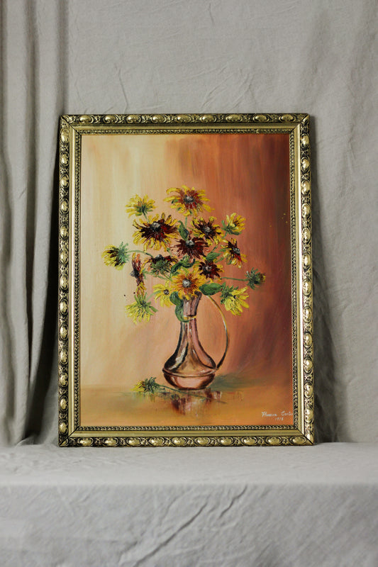 'Rudbeckias', Oil on Board
