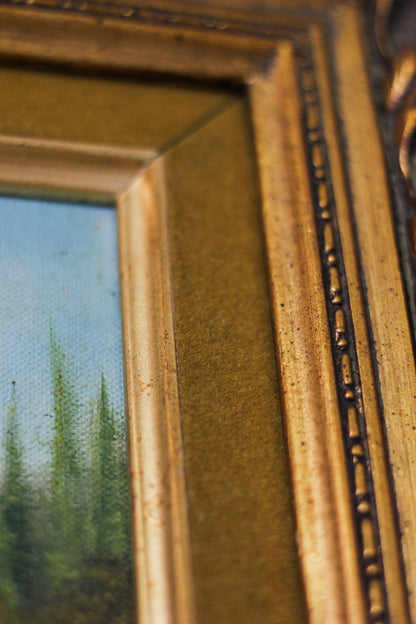 Country Church Landscape Scene, Oil on Canvas