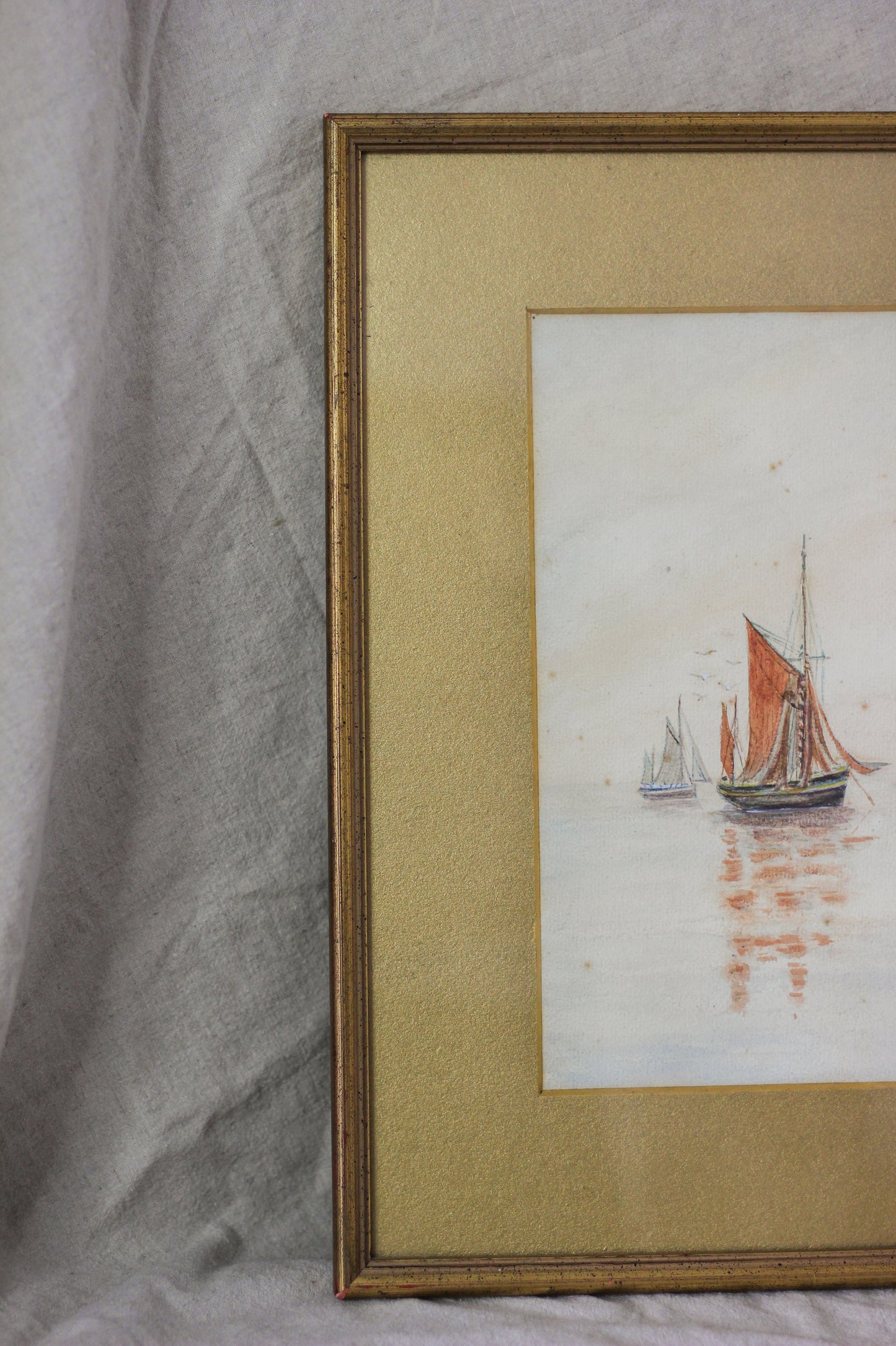Nautical Scene with Sailing Boats, Watercolour on Paper