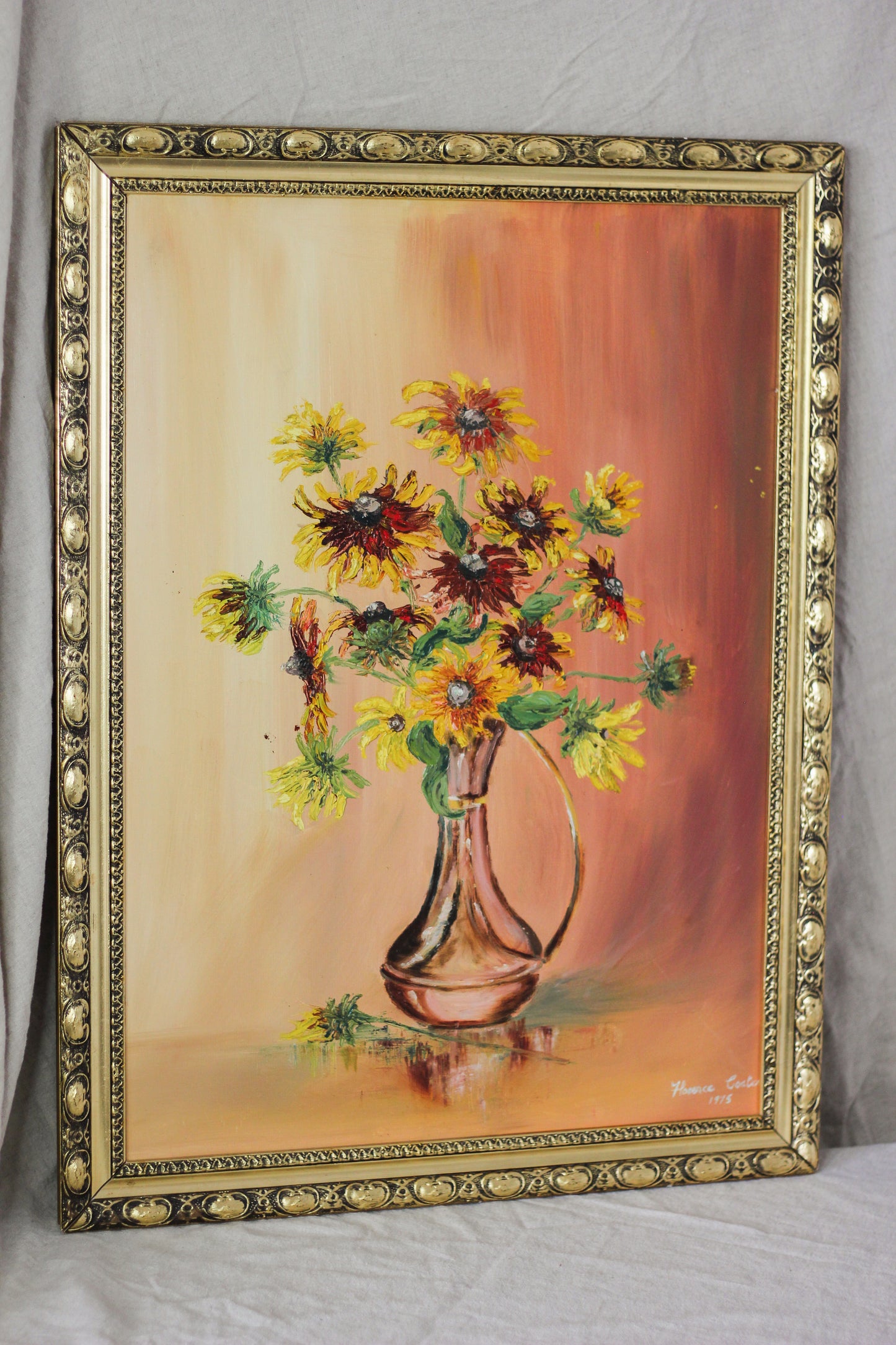 'Rudbeckias', Oil on Board