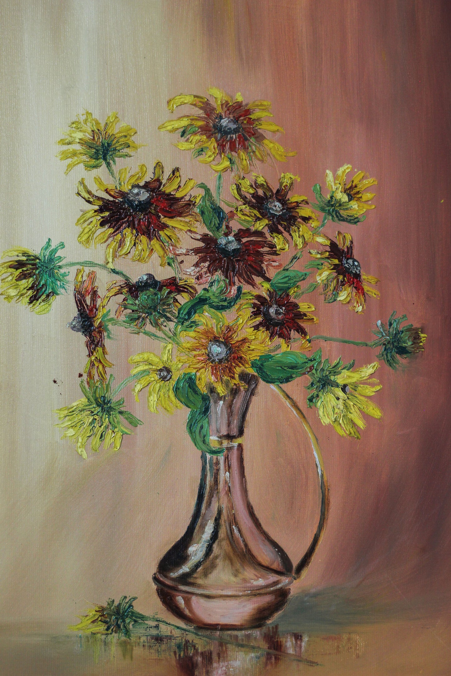 'Rudbeckias', Oil on Board