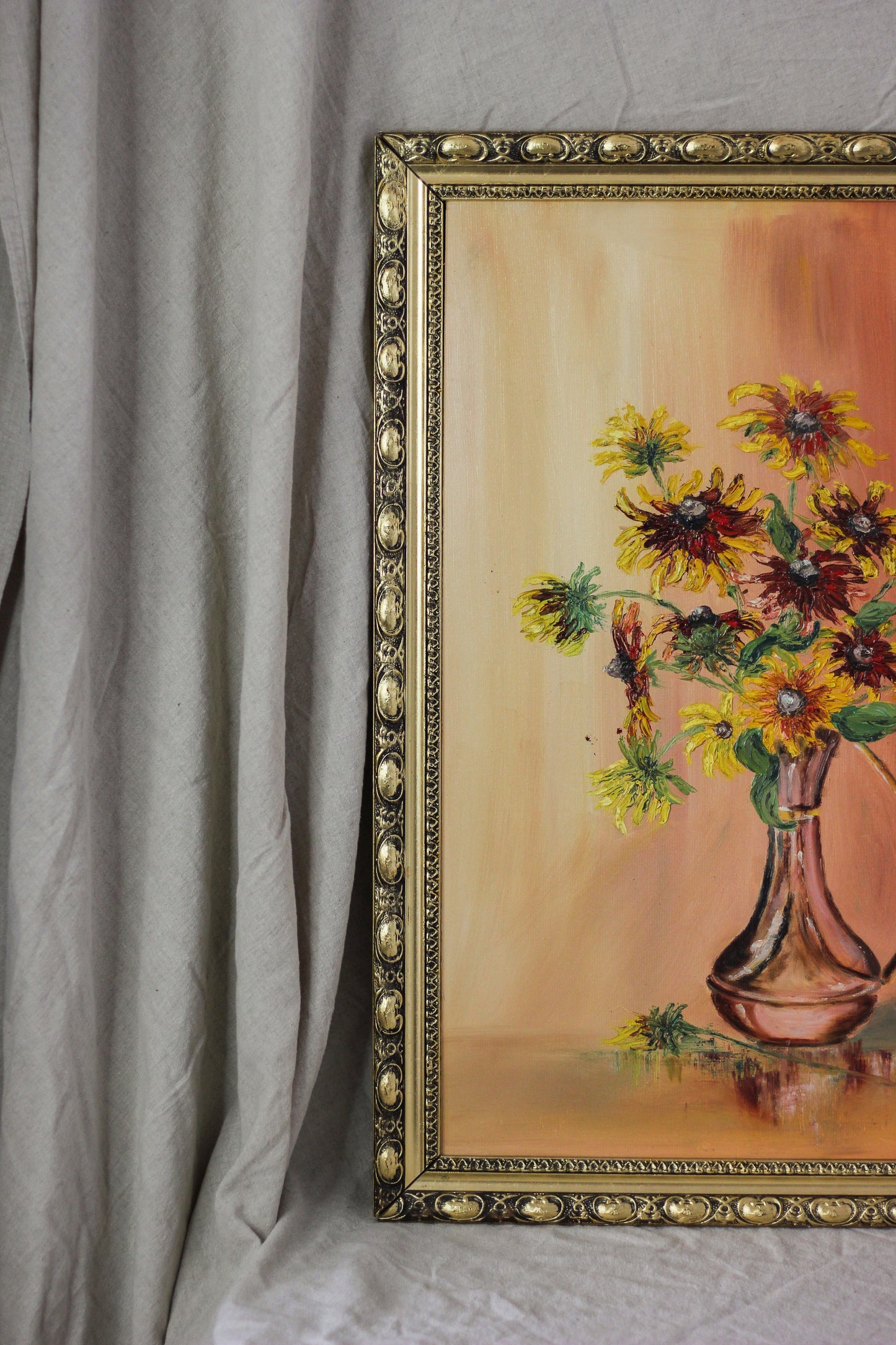 'Rudbeckias', Oil on Board