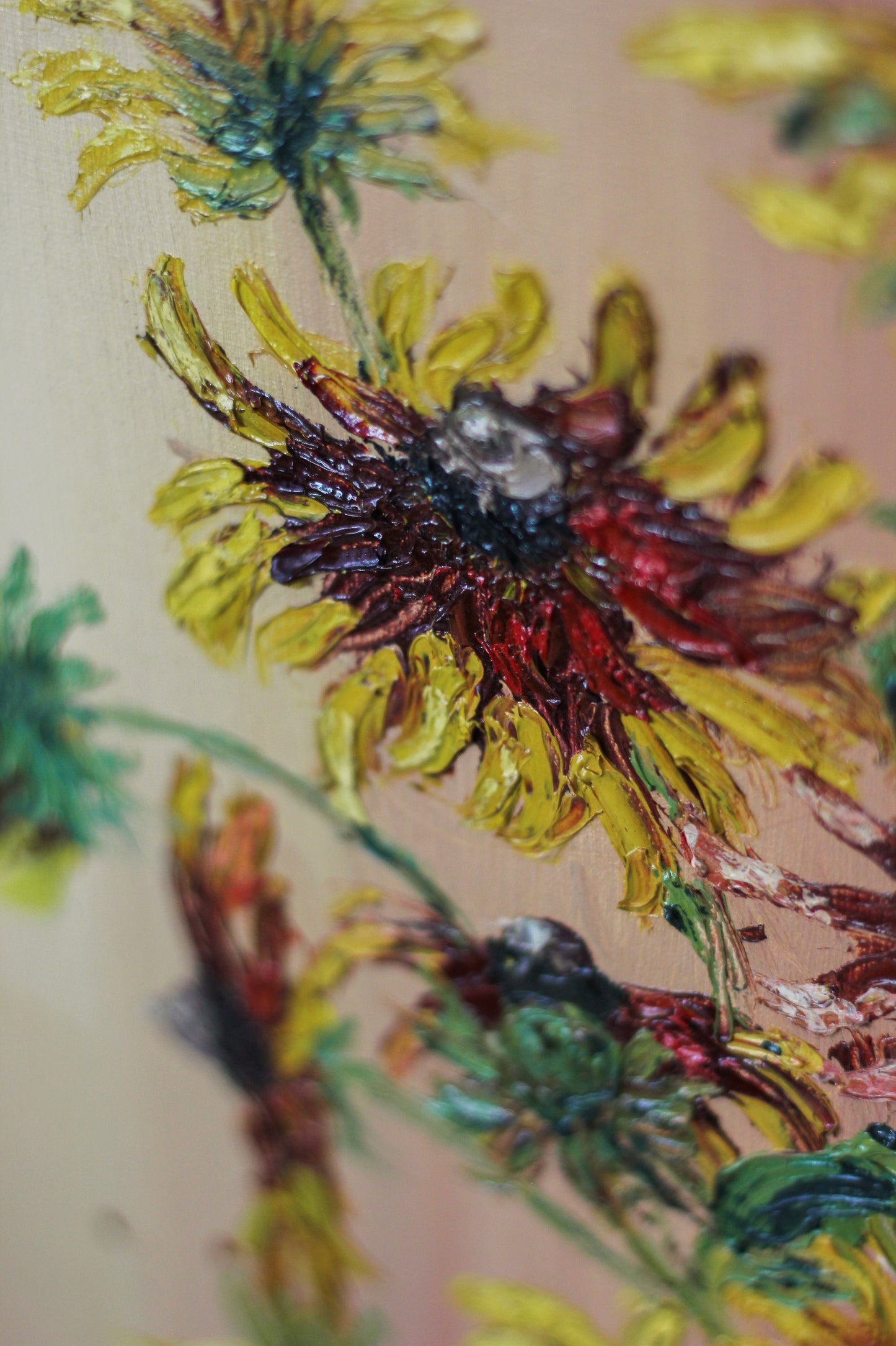 'Rudbeckias', Oil on Board