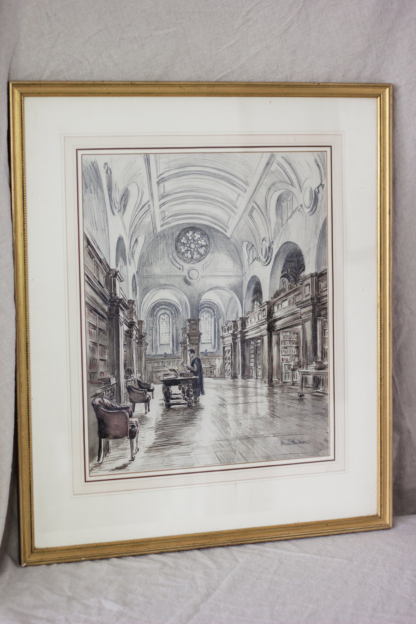 'Canterbury Cathedral Library', Pencil, Pen & Gouache on Paper