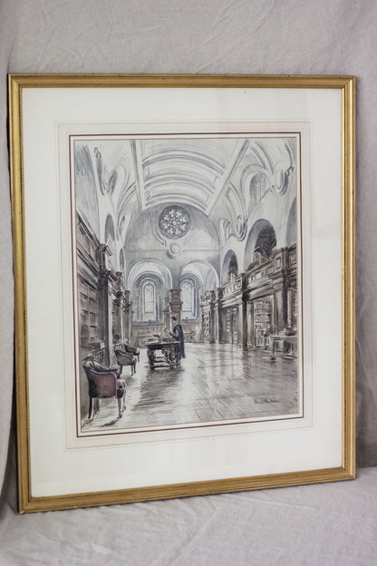 'Canterbury Cathedral Library', Pencil, Pen & Gouache on Paper