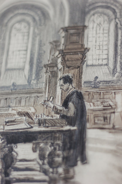 'Canterbury Cathedral Library', Pencil, Pen & Gouache on Paper