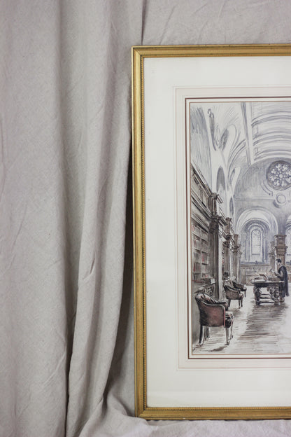 'Canterbury Cathedral Library', Pencil, Pen & Gouache on Paper