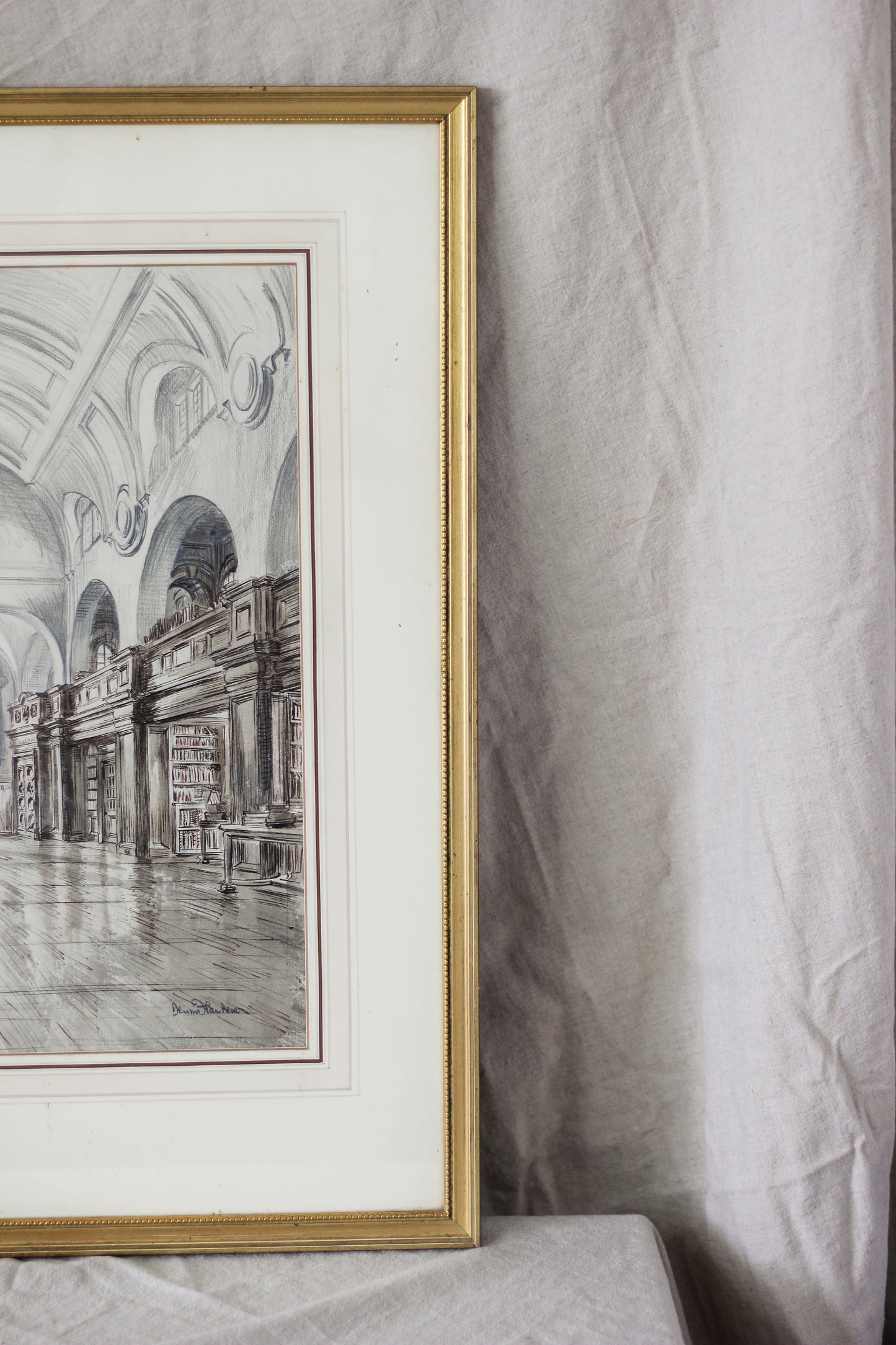'Canterbury Cathedral Library', Pencil, Pen & Gouache on Paper