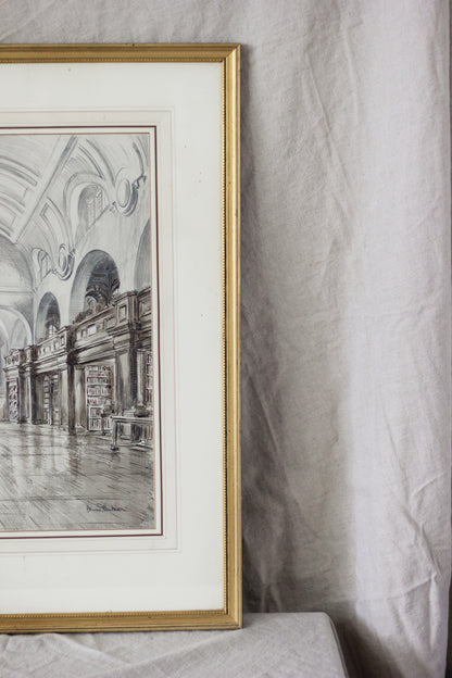 'Canterbury Cathedral Library', Pencil, Pen & Gouache on Paper