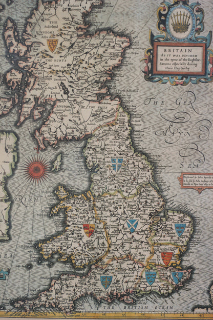 British Isles Map, Vintage Map Print