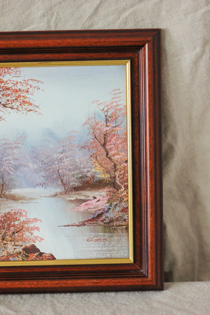 Woodland Scene with River, Oil on Canvas