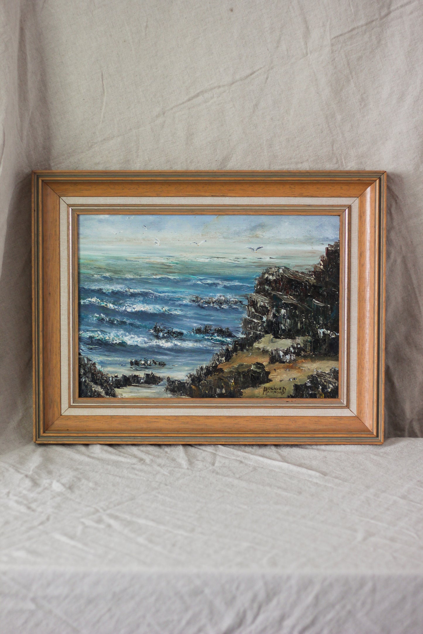Coastal Cliffs Seascape, Oil on Canvas