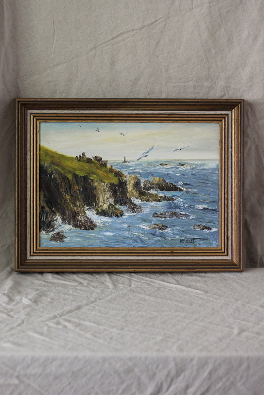Coastal Ruins Seascape, Oil on Canvas