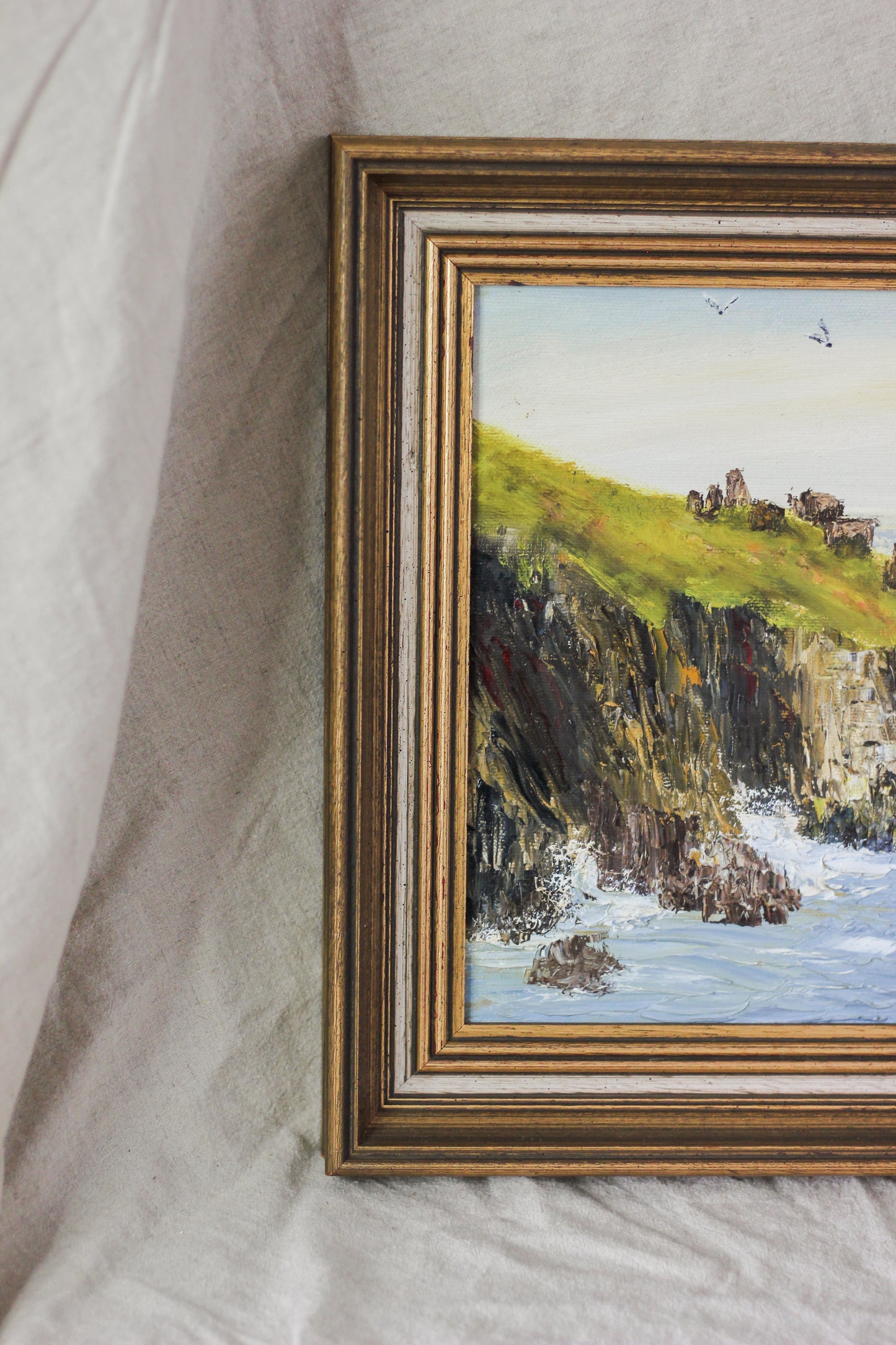 Coastal Ruins Seascape, Oil on Canvas