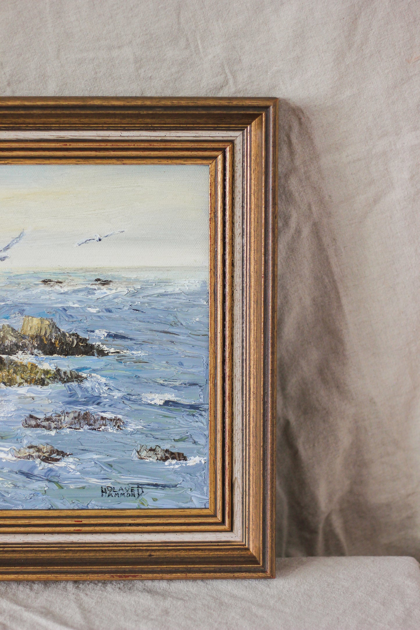 Coastal Ruins Seascape, Oil on Canvas