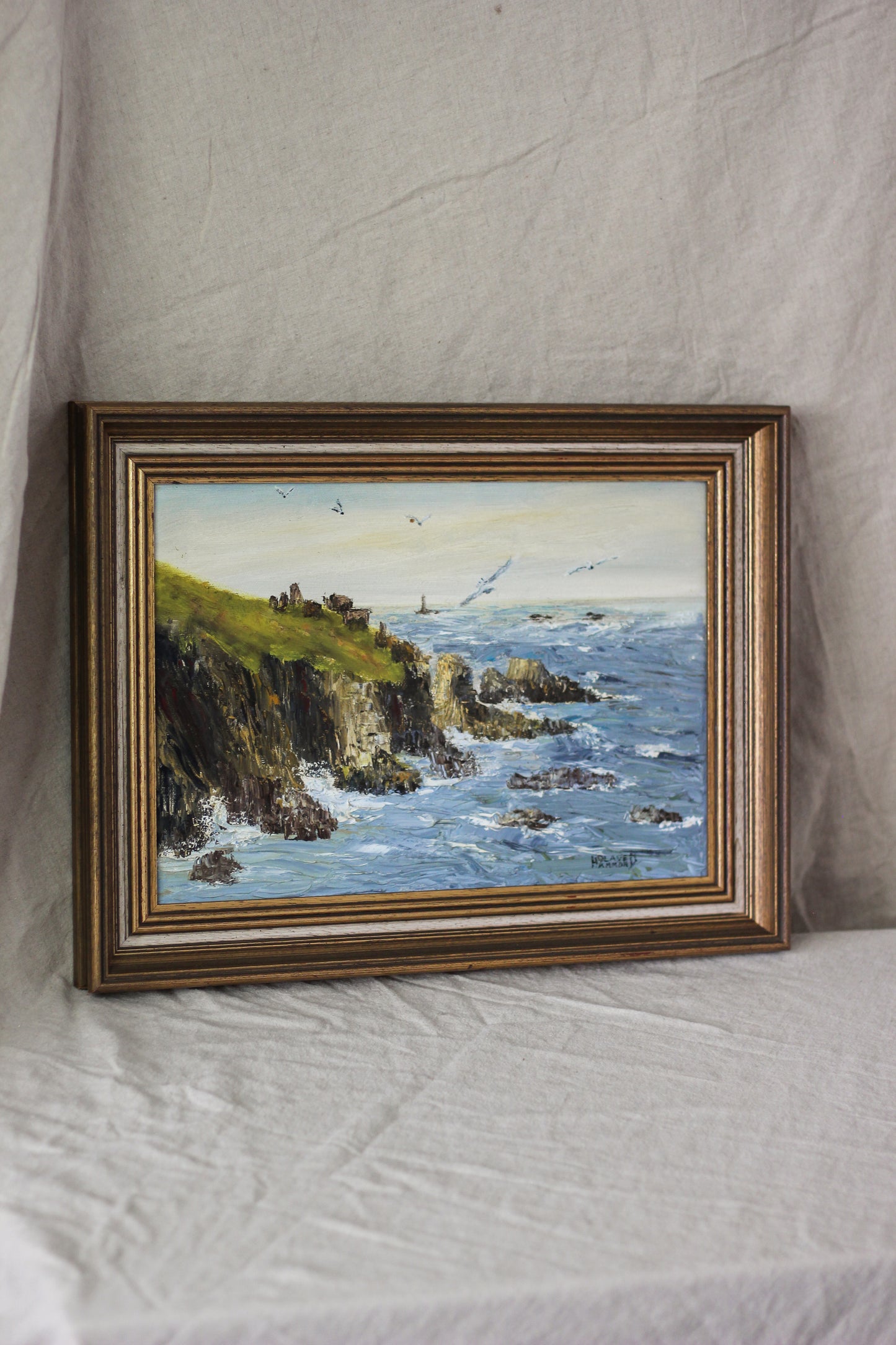 Coastal Ruins Seascape, Oil on Canvas