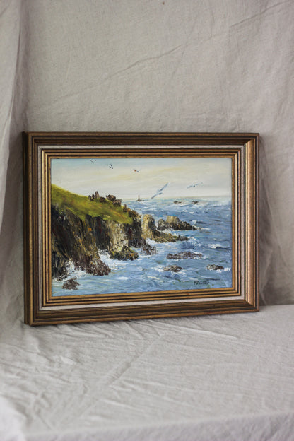 Coastal Ruins Seascape, Oil on Canvas