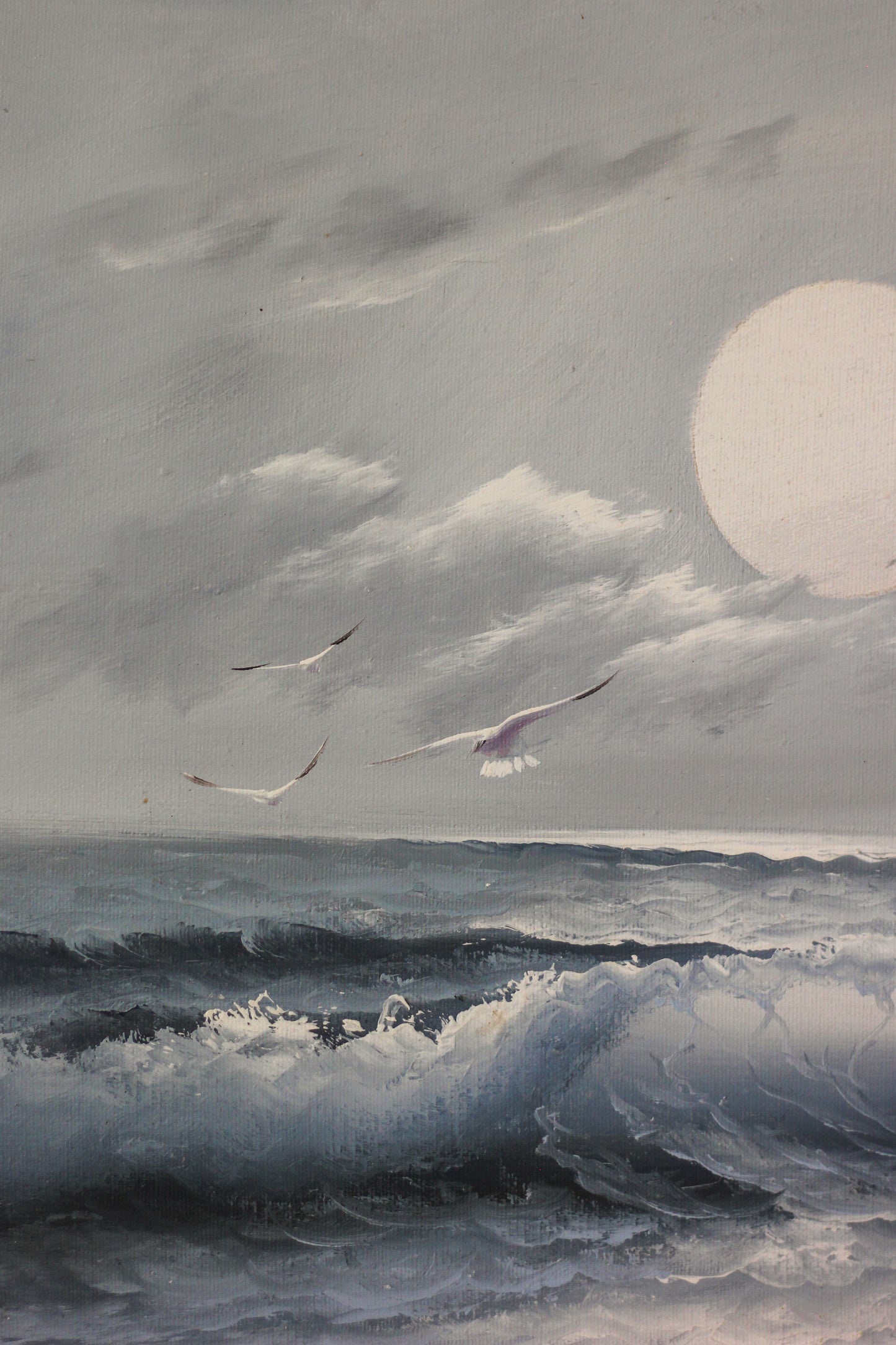 Moonlight on Ocean Waves, Oil on Canvas