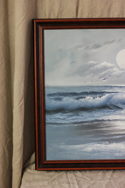 Moonlight on Ocean Waves, Oil on Canvas