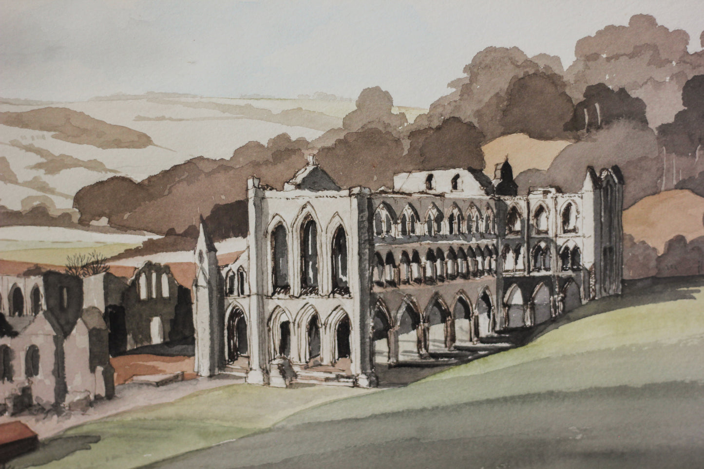 'Rievaulx Abbey, Rye Dale, Yorkshire', Watercolour on Paper
