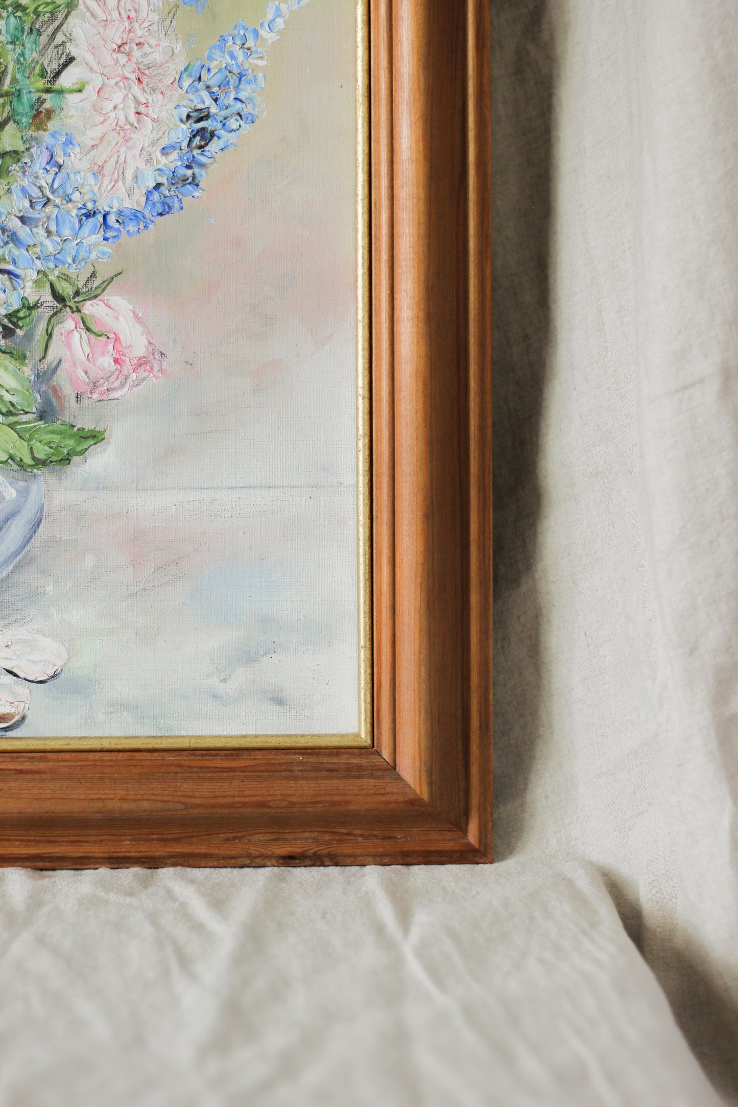 Floral Bouquet in Ornamental Vase, Oil on Board