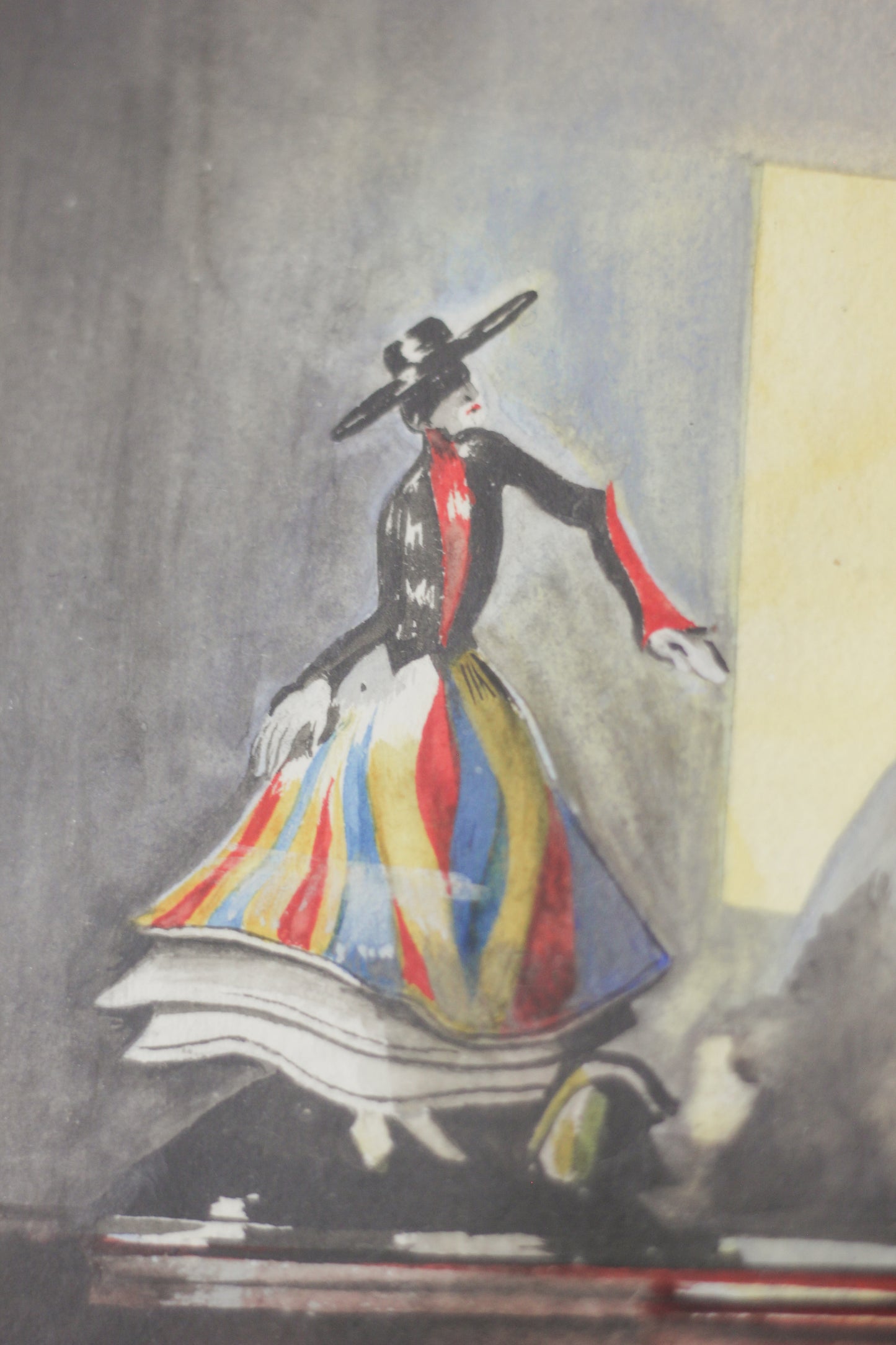Untitled (Cuckoo Clock with Dancing Figure), Watercolour on Paper