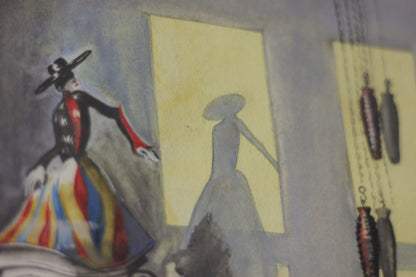 Untitled (Cuckoo Clock with Dancing Figure), Watercolour on Paper
