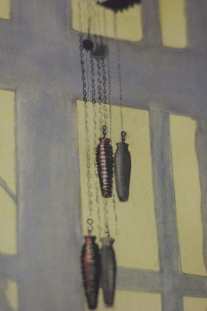 Untitled (Cuckoo Clock with Dancing Figure), Watercolour on Paper
