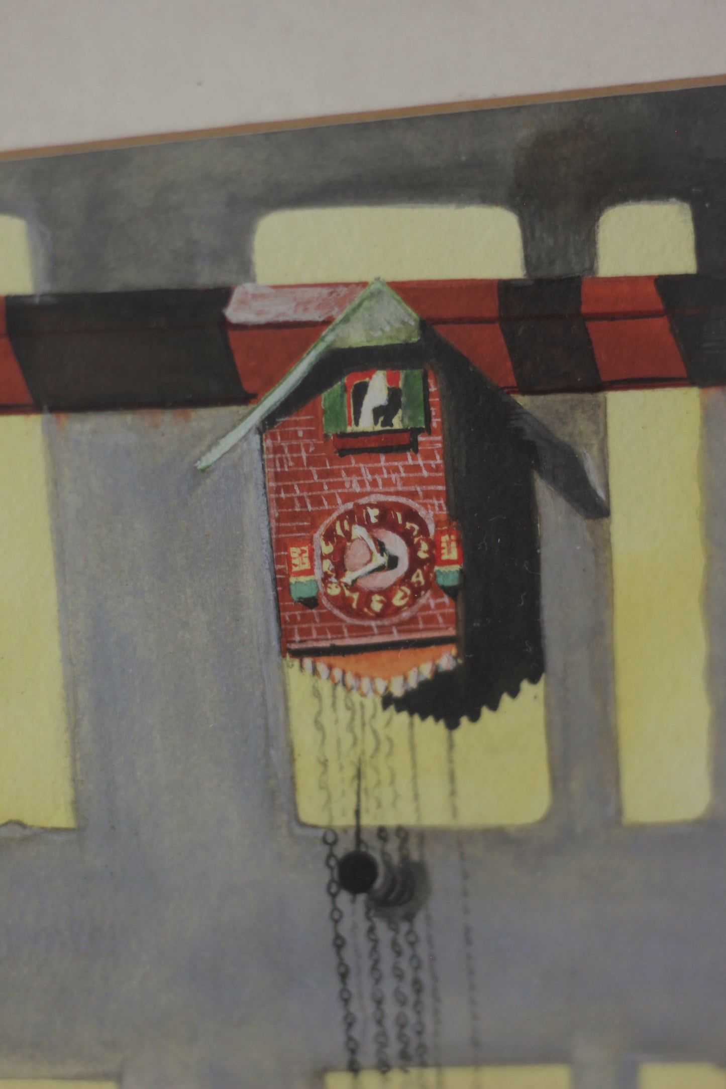 Untitled (Cuckoo Clock with Dancing Figure), Watercolour on Paper