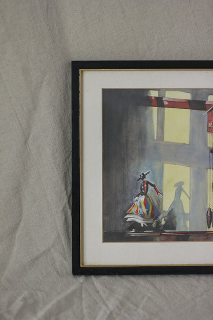 Untitled (Cuckoo Clock with Dancing Figure), Watercolour on Paper
