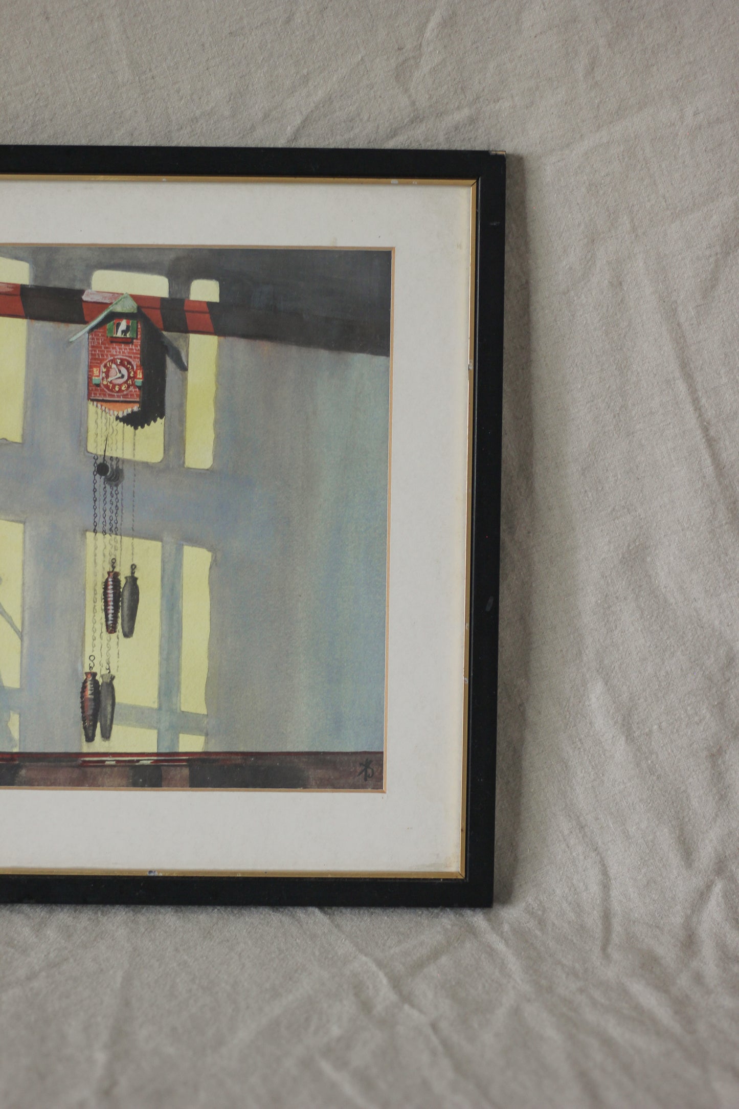 Untitled (Cuckoo Clock with Dancing Figure), Watercolour on Paper