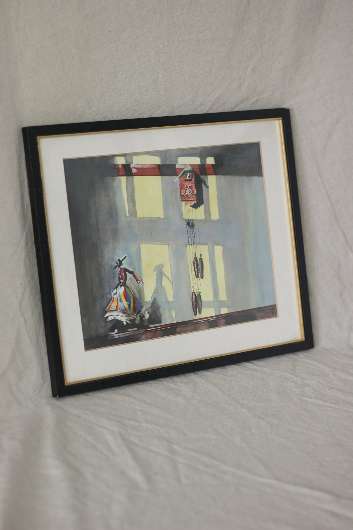 Untitled (Cuckoo Clock with Dancing Figure), Watercolour on Paper