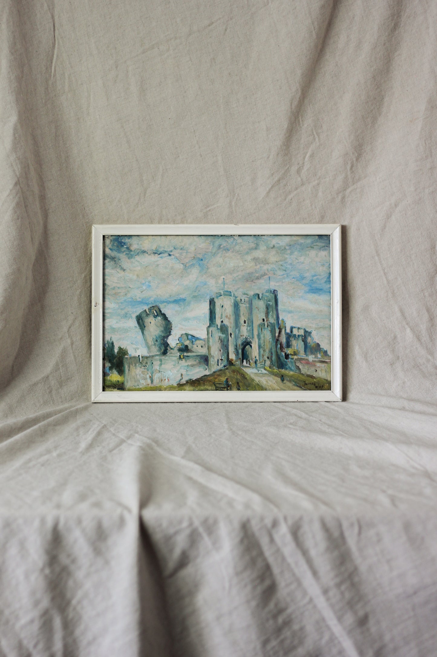 Caerphilly Castle, Oil on Board