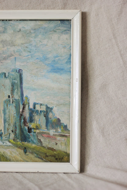Caerphilly Castle, Oil on Board