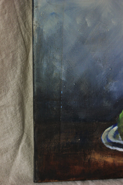 Jug, Jar and Green Apple, Oil on Canvas