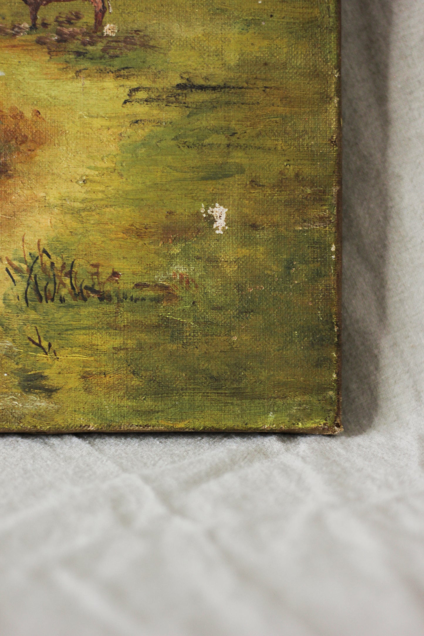 Autumn Countryside Landscape with Cows, Oil on Canvas