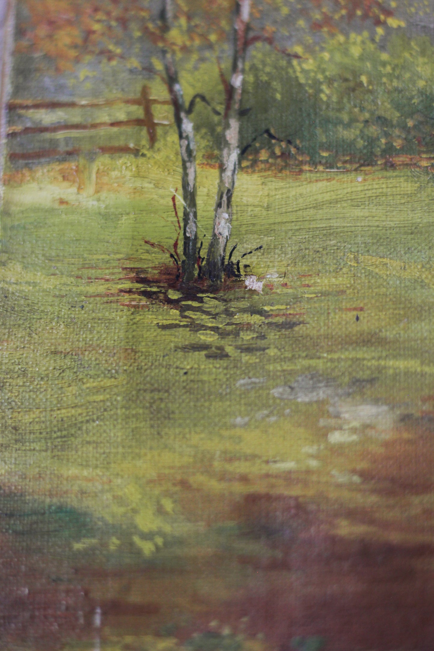 Autumn Countryside Landscape with Cows, Oil on Canvas