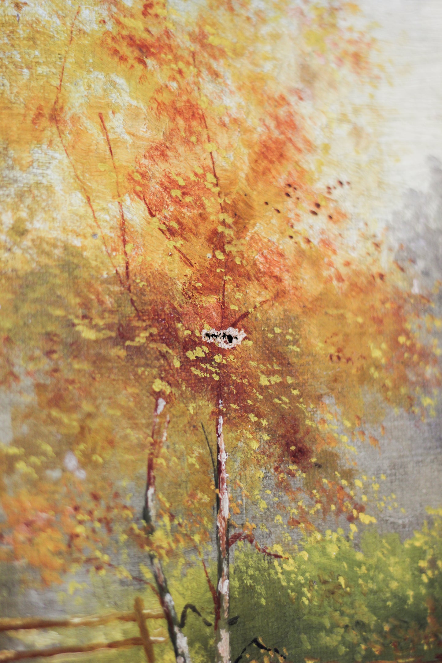 Autumn Countryside Landscape with Cows, Oil on Canvas