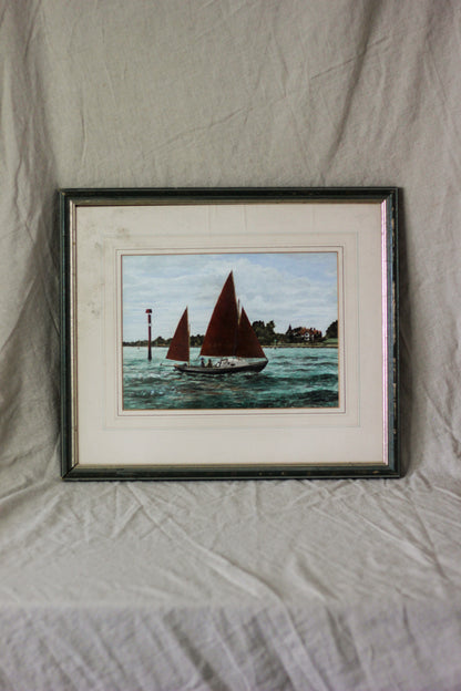 Nautical Boat Scene, Watercolour on Paper