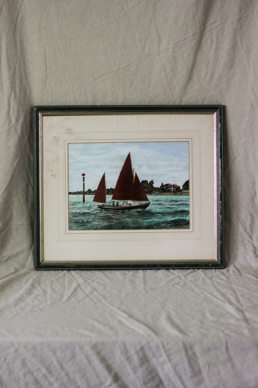 Nautical Boat Scene, Watercolour on Paper