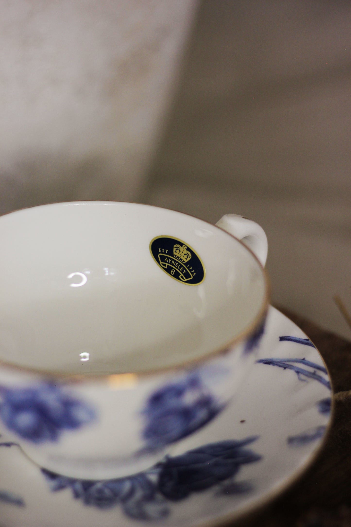 Blue Rose Fine Bone China Teapot, Cup & Saucer Trio