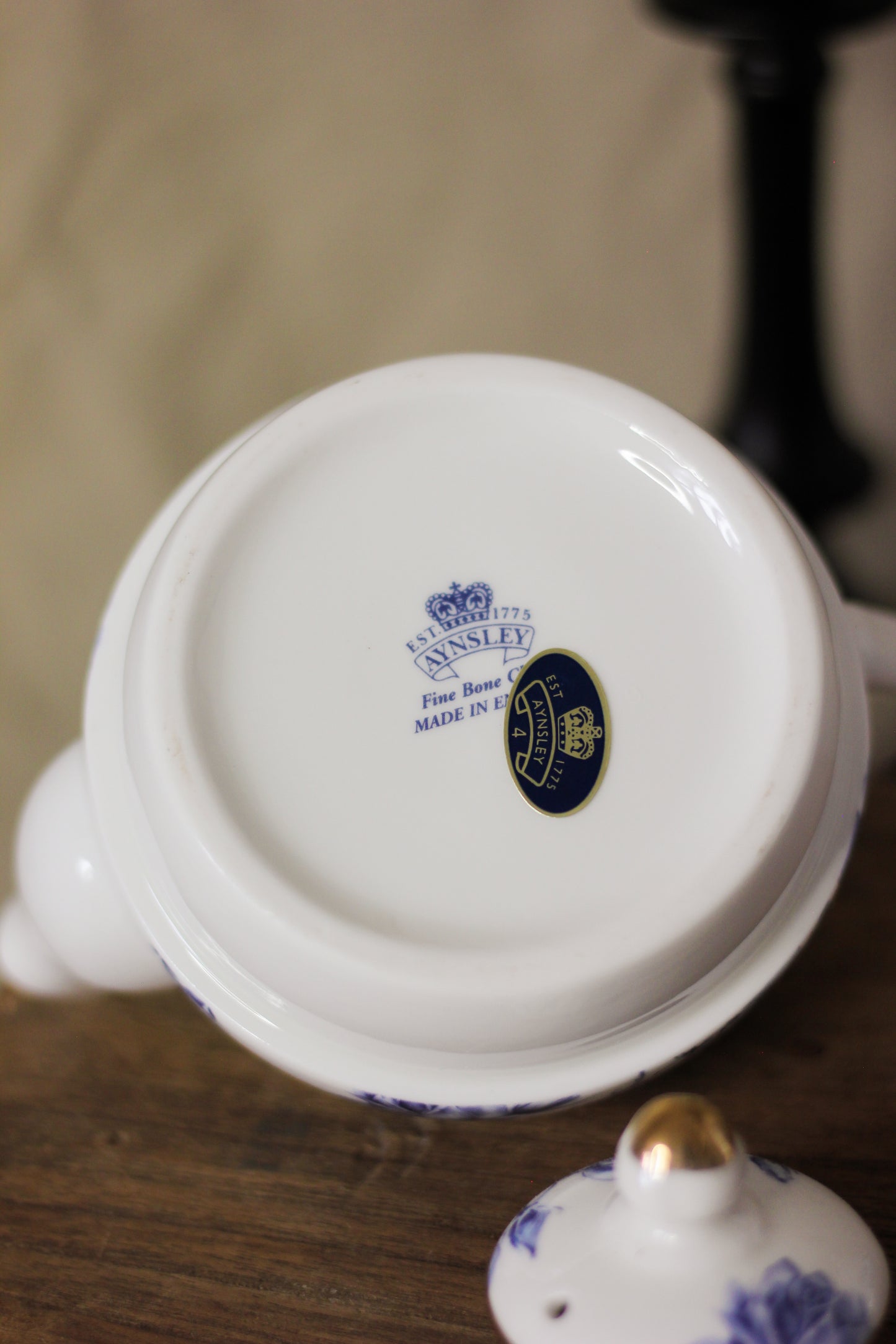 Blue Rose Fine Bone China Teapot, Cup & Saucer Trio